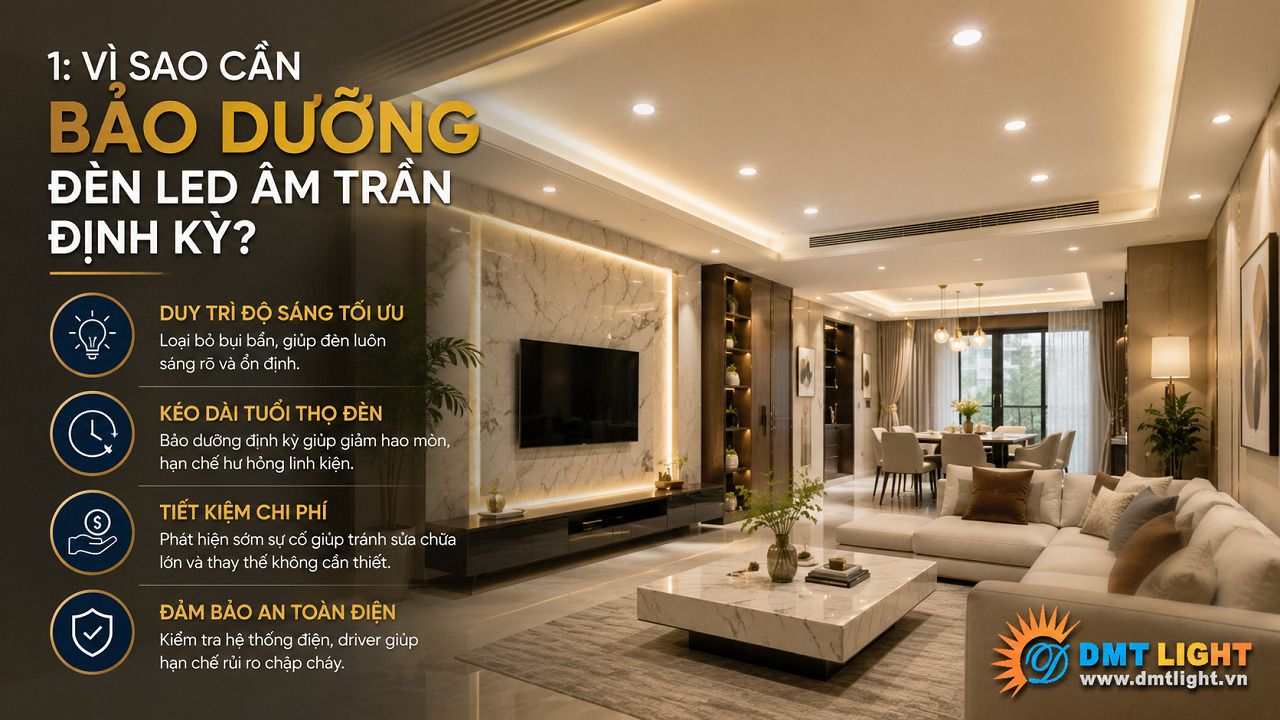 Cần bảo dưỡng đèn LED âm trần định kỳ để kéo dài tuổi thọ sử dụng