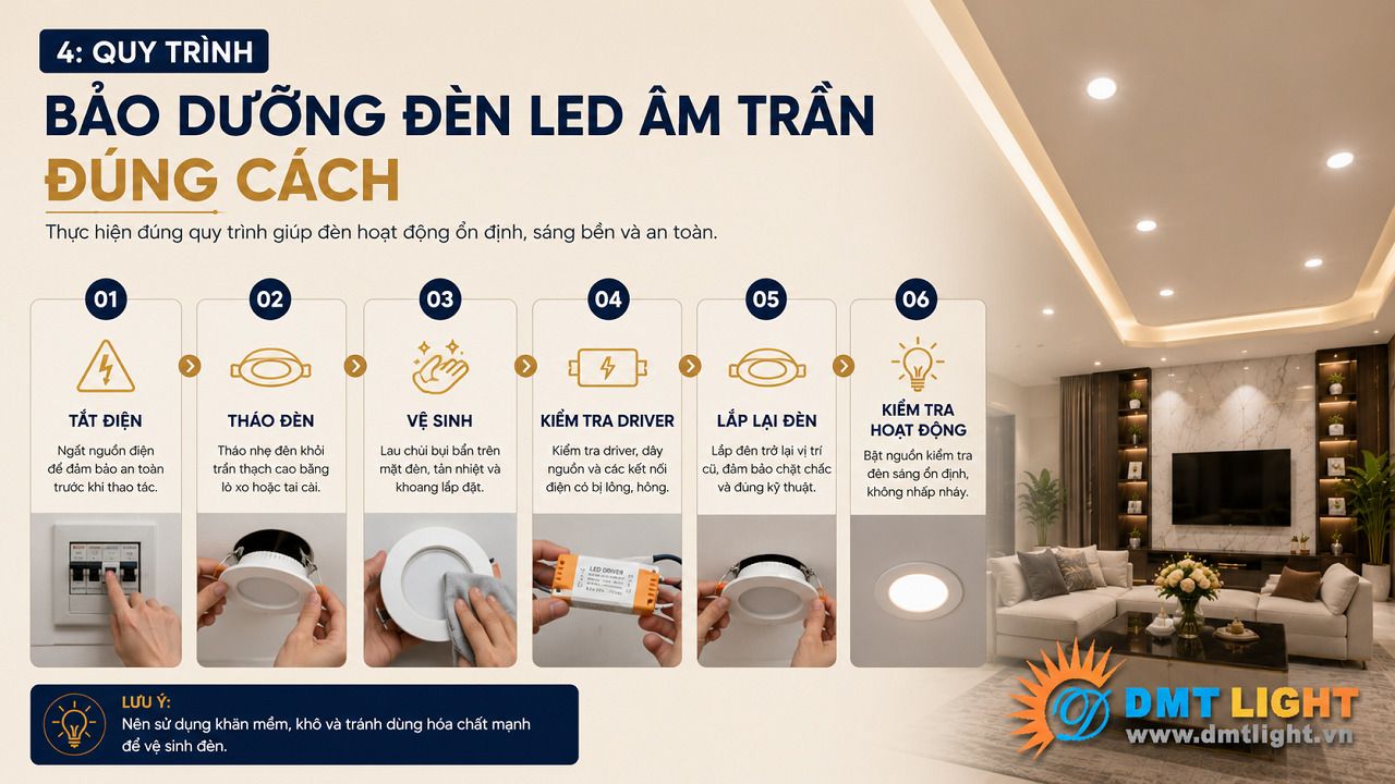 Tuân thủ 5 quy trình bảo dưỡng đèn LED đảm bảo hệ thống chiếu sáng hoạt động tốt nhất