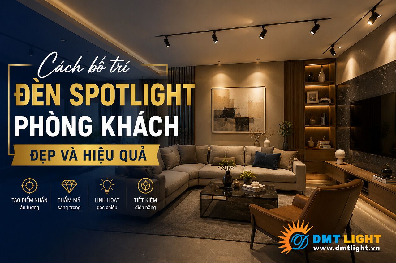 Cách bố trí đèn Spotlight phòng khách đẹp và hiệu quả