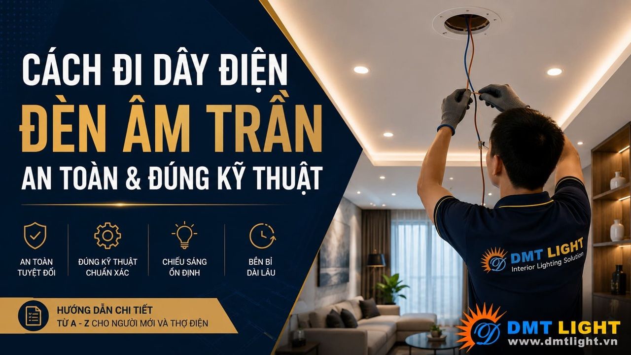 Cách đi dây điện đèn âm trần đúng kỹ thuật