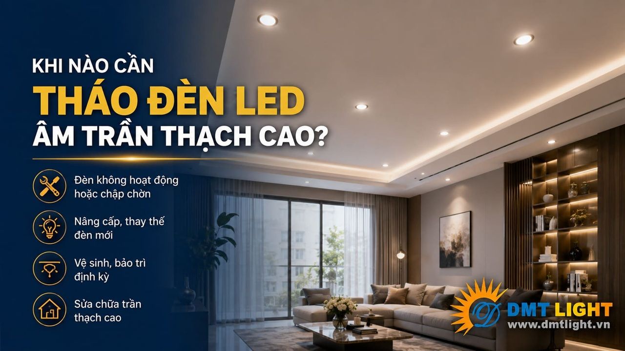 Khi đèn bị cháy hoặc hư hỏng, bạn cần tháo đèn LED âm trần thạch cao ra và kiểm tra