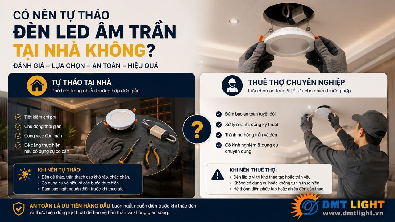 Bạn có nguy cơ bị giật điện rất cao khi tự ý tháo đèn LED âm trần tại nhà