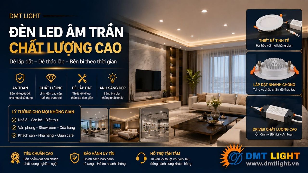 DMT Light chuyên cung cấp đèn led âm trần uy tín, nhiều mẫu mã đẹp