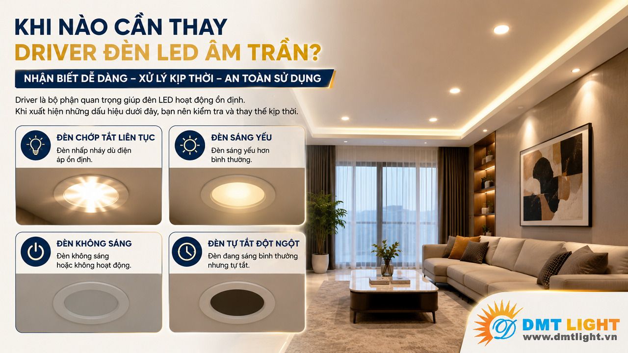 Khi đèn nhấp nháy liên tục, bạn nên thay thế driver
