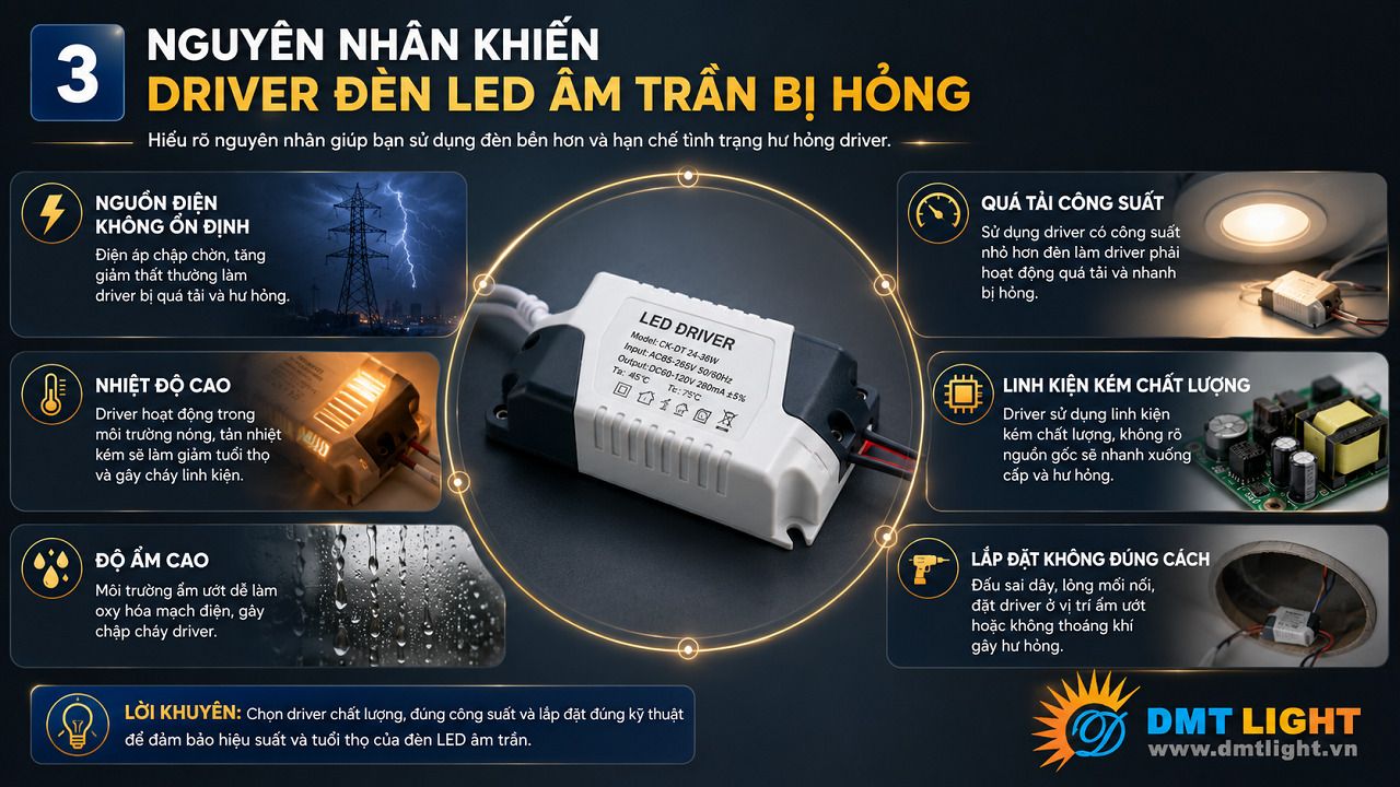 Môi trường lắp đặt có độ ẩm cao là nguyên nhân khiến driver bị hỏng