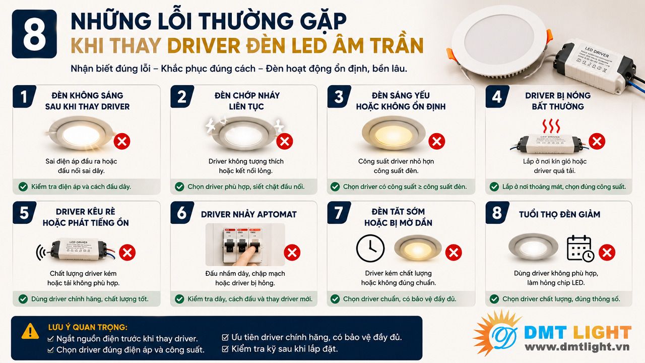 Chọn sai công suất driver là lỗi phổ biến mà nhiều người dùng mắt phải