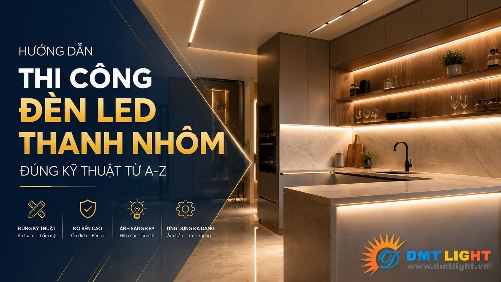 Cách thi công đèn LED thanh nhôm đúng kỹ thuật