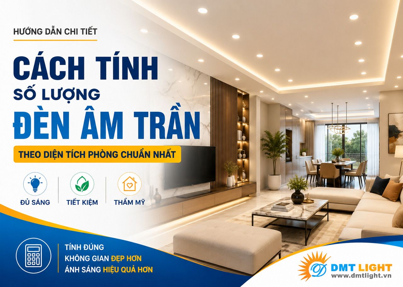 Cách tính số lượng đèn âm trần theo diện tích phòng chuẩn nhất