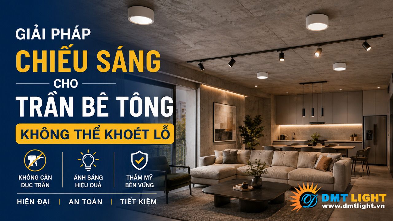 Thông tin tổng hợp về giải pháp chiếu sáng trần bê tông không khoét lỗ