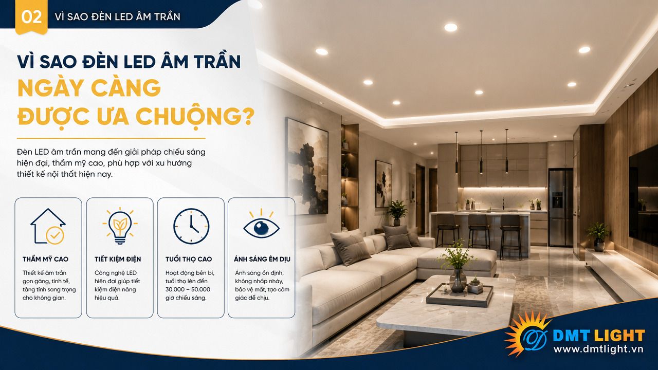 Đèn LED phù hợp với nhiều không gian nội thất theo xu hướng tối giản