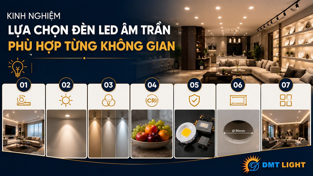 Chú ý chọn đèn LED có công suất phù hợp với chiều cao trần nhà