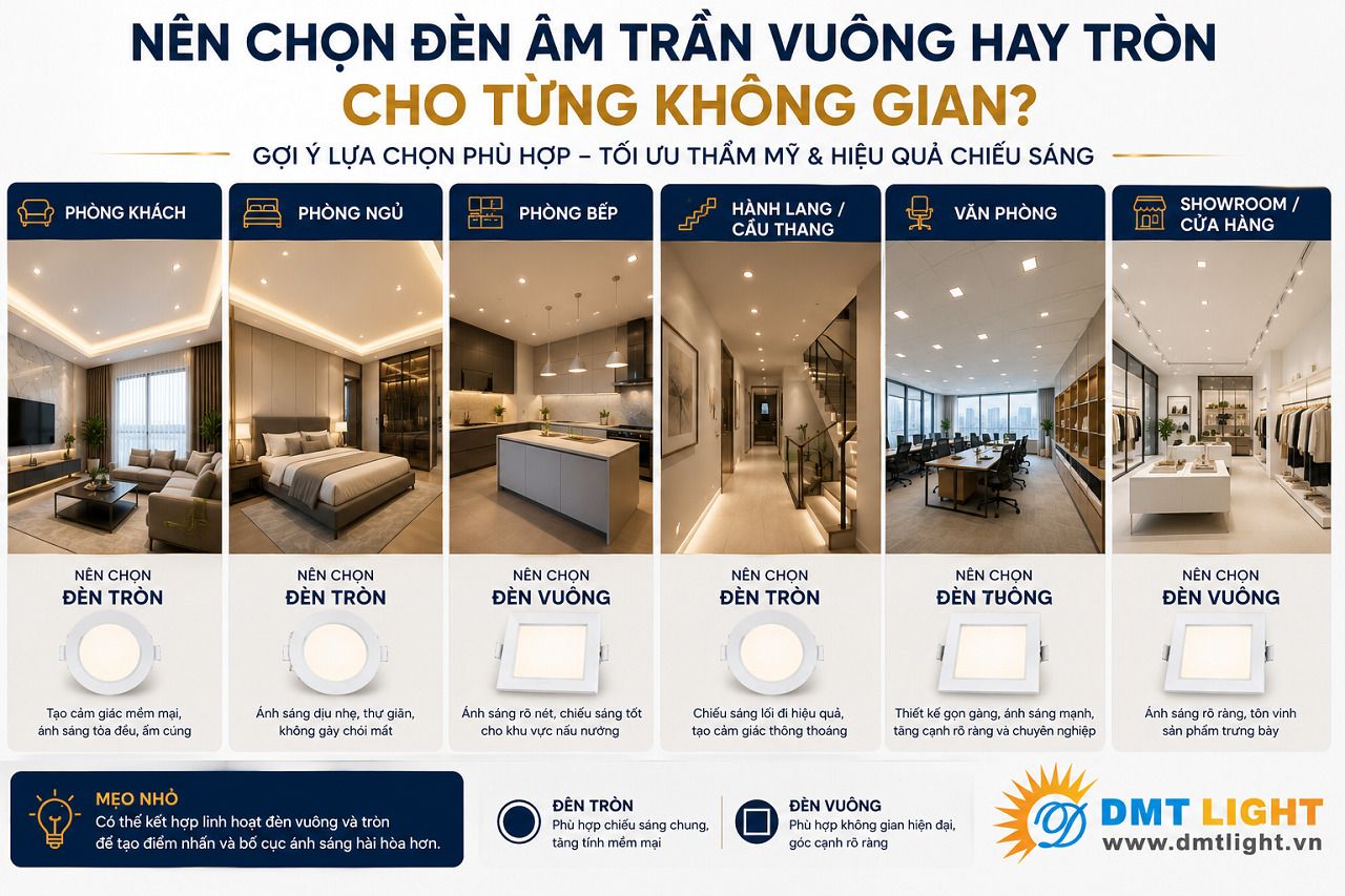Không gian văn phòng làm việc rất thích hợp lắp đặt đèn âm trần vuông