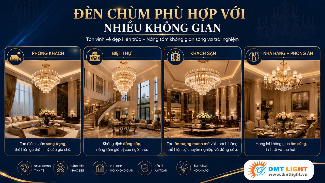 Căn hộ chung cư rất thích hợp lắp đèn chùm