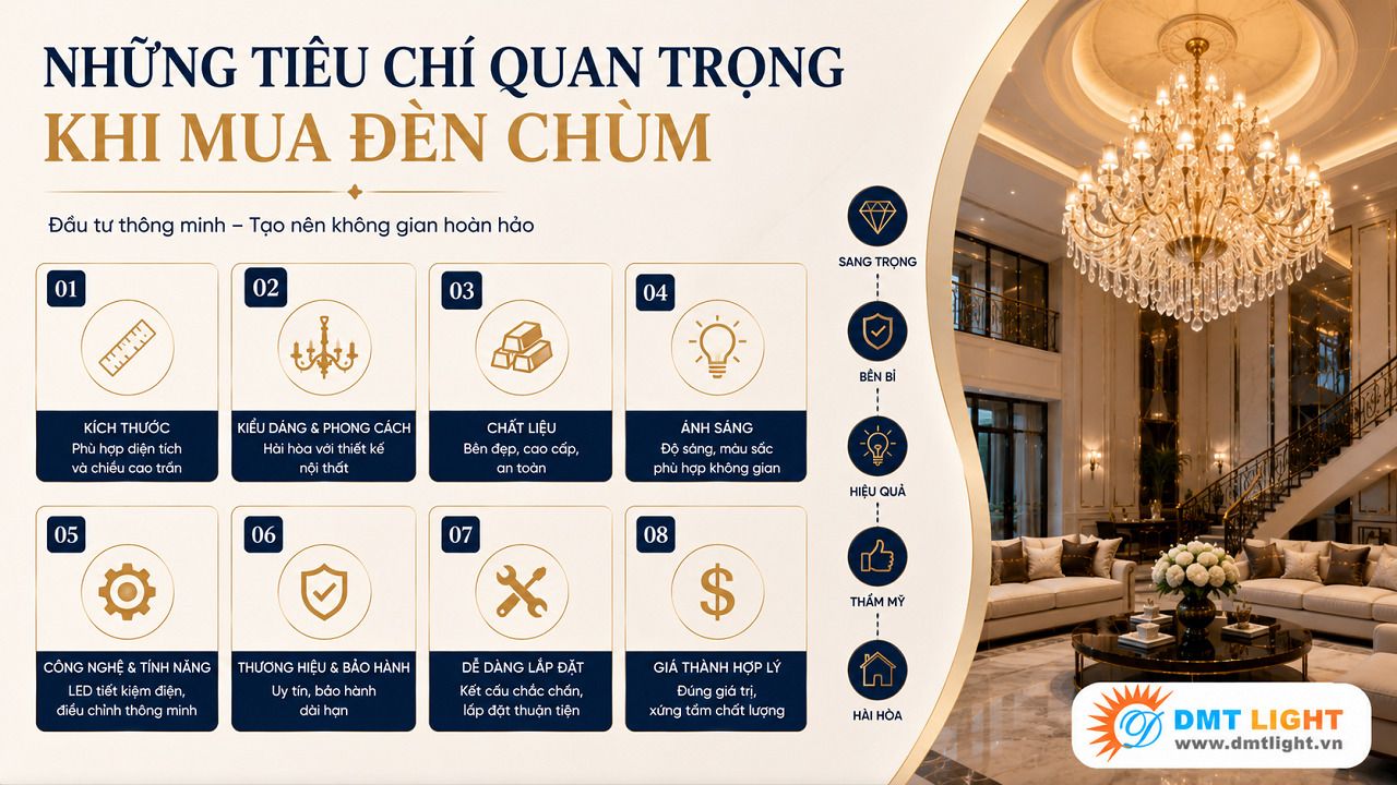 Khi mua đèn chùm bạn nên quan tâm đến chất lượng nguồn sáng