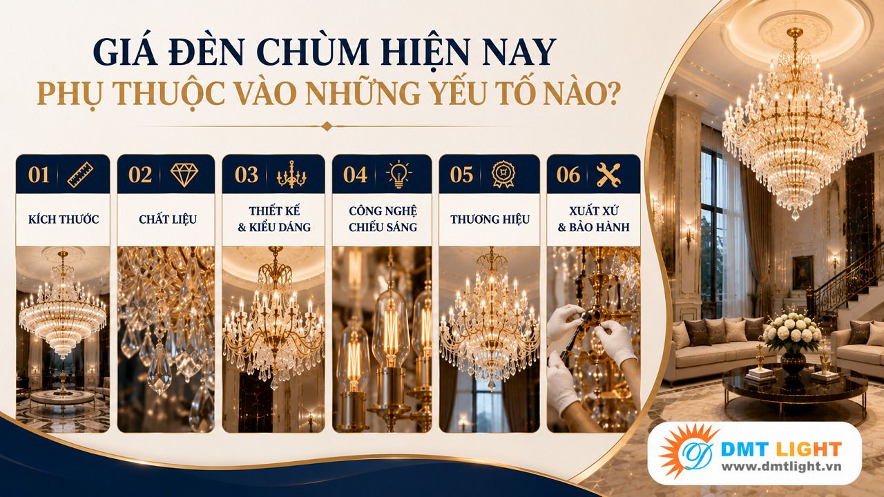 Chất liệu sản xuất đèn là một trong những yếu tố ảnh hưởng đến giá thành sản phẩm