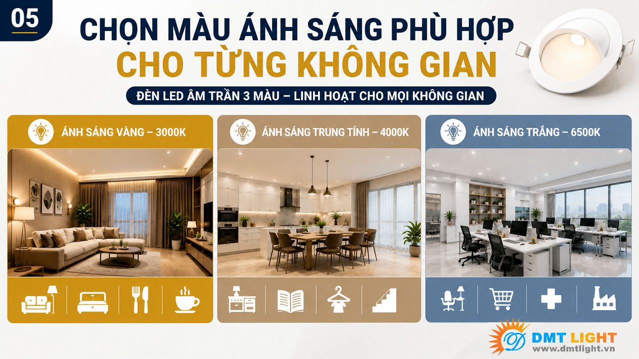 Ánh sáng vàng thích hợp lắp đặt cho phòng ngủ