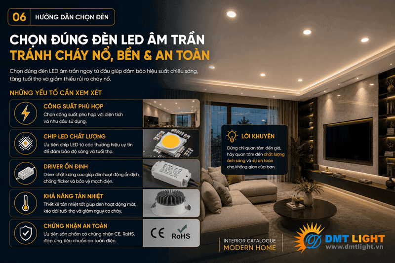 Chọn đèn chất lượng giúp hạn chế đèn âm trần bị cháy  