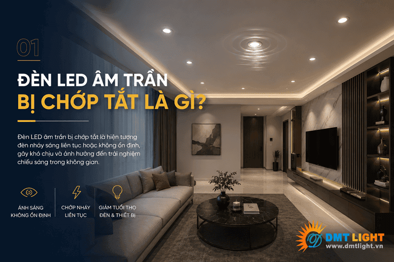 Đèn LED âm trần bị chớp tắt là tình trạng đèn nhấp nháy liên tục  