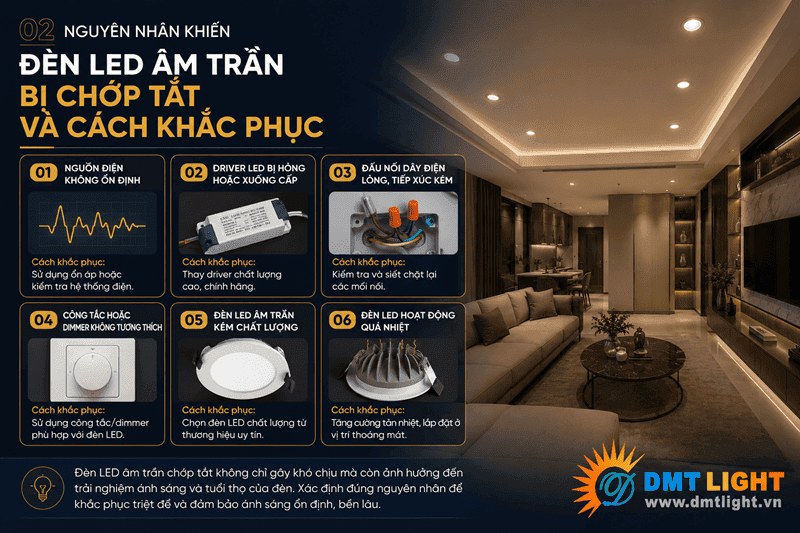 Nguyên nhân khiến đèn LED âm trần bị chớp tắt