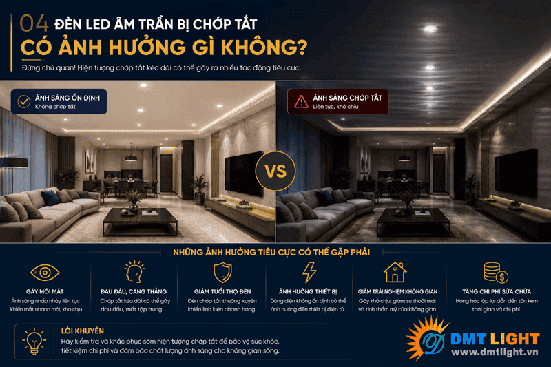 Đèn chớp tắt nhiều lần không chỉ ảnh hưởng đến trải nghiệm người dùng
