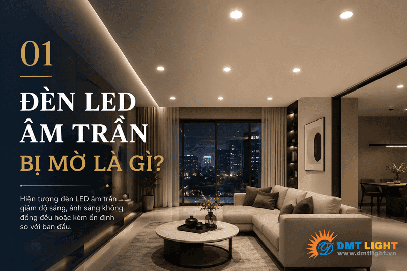 Đèn LED âm trần bị mờ khiến cường độ ánh sáng phát ra giảm đi đáng kể