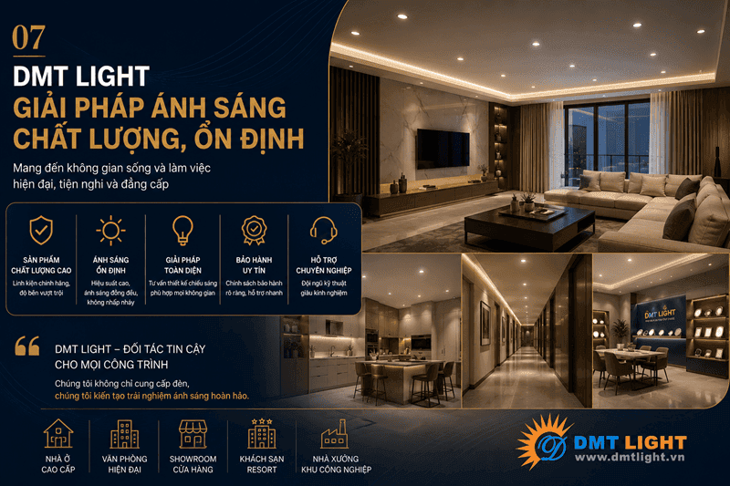DMT Light là địa chỉ cung cấp đèn LED lắp đặt âm trần chất lượng tốt, ánh sáng ổn định
