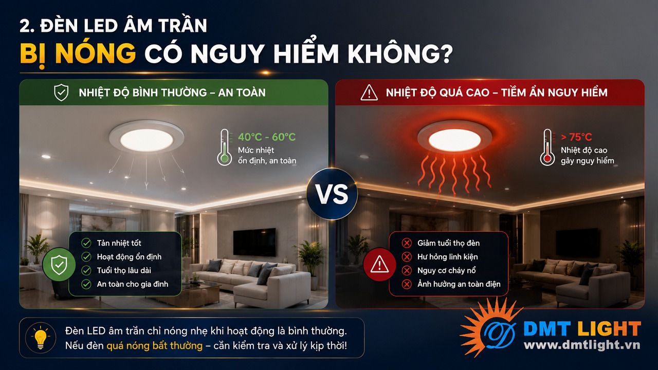 Đèn LED âm trần quá nhiệt tiềm ẩn nhiều nguy hiểm khi sử dụng