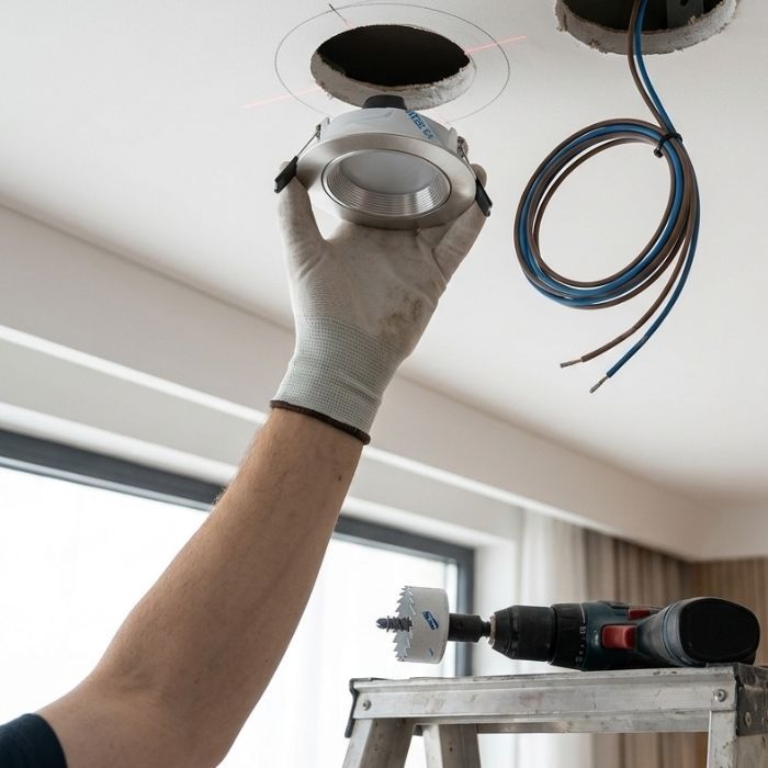 cách lắp đặt đèn LED spotlight âm trần đúng kỹ thuật