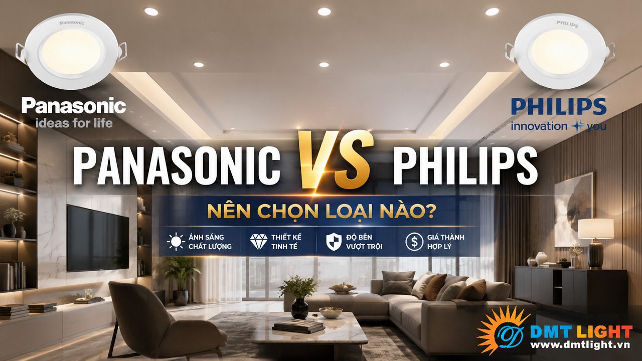 Panasonic và Philips đều là những thương hiệu đèn chiếu sáng phù hợp với nhà ở dân dụng