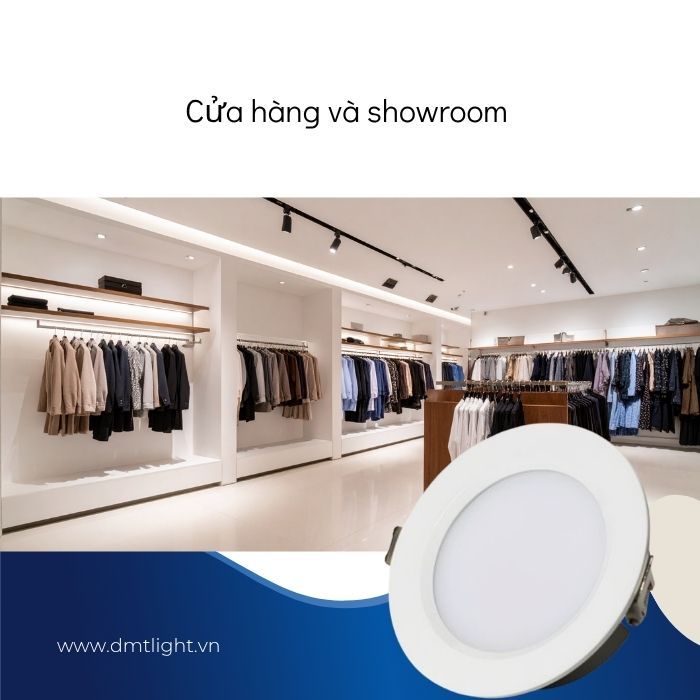 Cửa hàng và showroom lắp đèn âm trần tròn