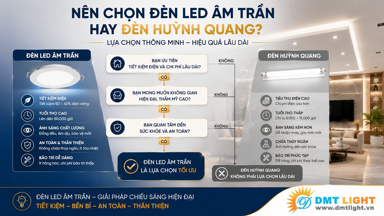 Bạn nên chọn đèn LED âm trần cho không gian nhà phố hiện đại