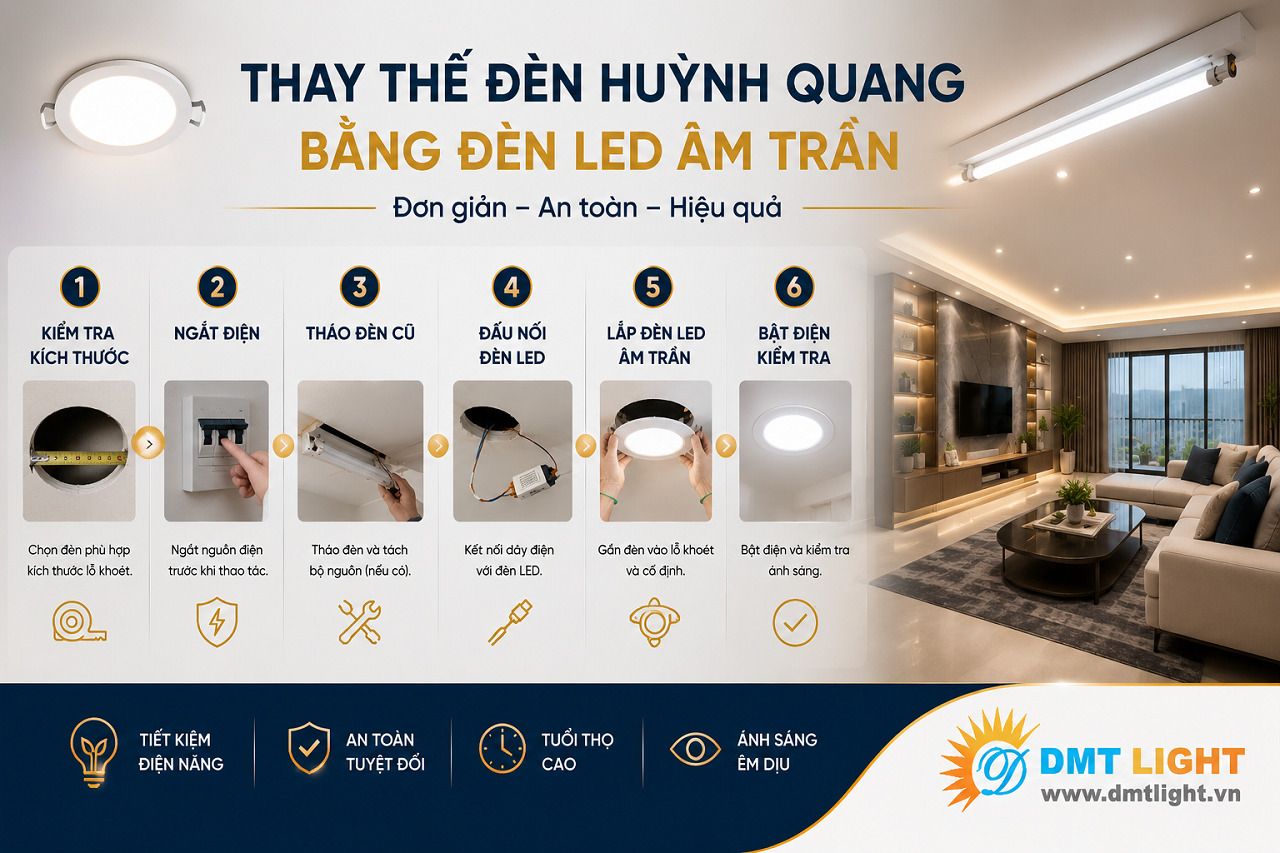 Khi sử dụng đèn LED âm trần bạn cần khoét lỗ lắp đặt chính xác