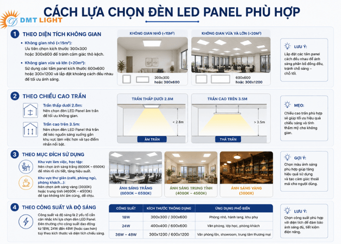 Cách lựa chọn đèn LED Panel phù hợp