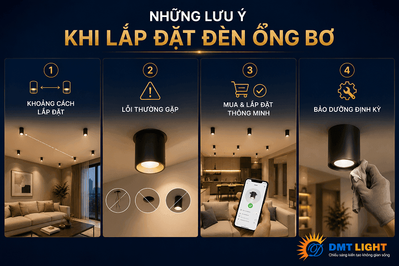 Những lưu ý khi lắp đặt đèn ống bơ