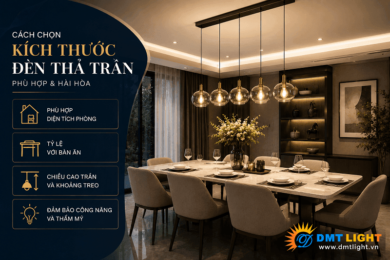 Cách chọn kích thước đèn thả trần phù hợp