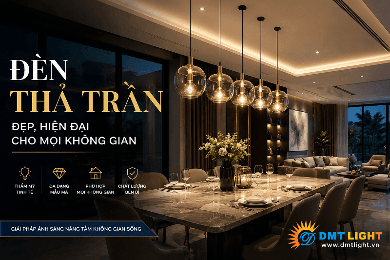 Đèn thả trần ngày càng được ưa chuộng trong thiết kế nội thất hiện đại, từ nhà ở, căn hộ cho đến nhà hàng, quán cà phê 