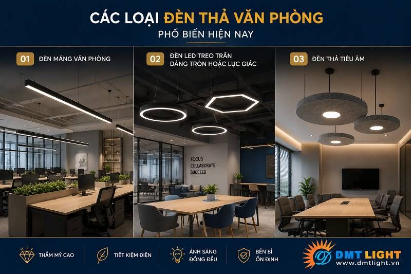 Các loại đèn thả văn phòng phổ biến trên thị trường 