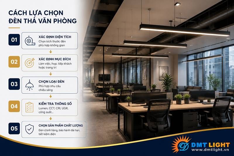 Cách lựa chọn đèn thả văn phòng phù hợp không gian