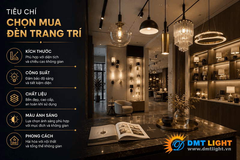 Bạn nên chọn những chiếc đèn có kích thước phù hợp diện tích không gian