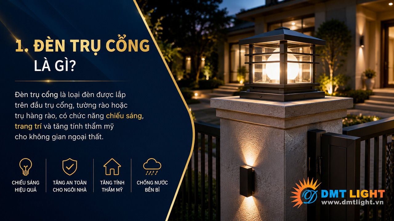 Đèn trụ cổng là thiết bị chiếu sáng lý tưởng cho đỉnh trụ cổng hay tường rào