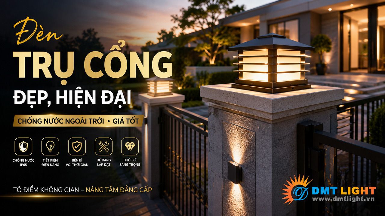 Đèn trụ cổng ngoài trời là giải pháp chiếu sáng hiện đại, sở hữu thiết kế thẩm mỹ cao