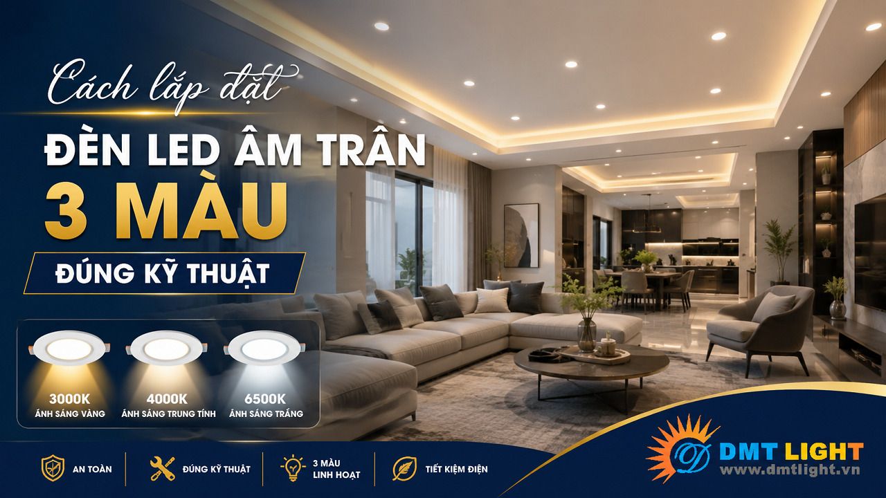 Lắp đặt đèn LED âm trần 3 màu đúng kỹ thuật giúp đèn hoạt động ổn định