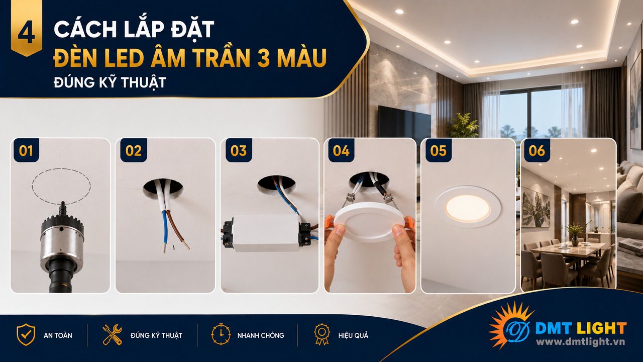 Kiểm tra đèn có sáng và đổi màu chuẩn xác hay không trước khi kết thúc lắp đặt