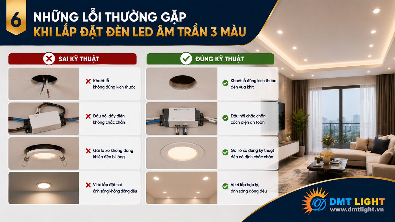 Đèn bị lệch màu là lỗi phổ biến khi sử dụng đèn LED 3 màu