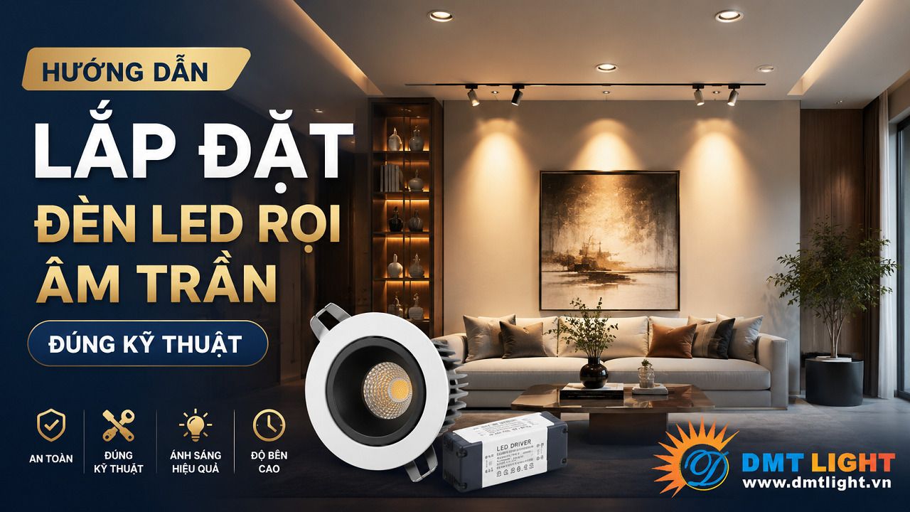 Quy trình lắp đặt đèn LED rọi âm trần đúng kỹ thuật quyết định trực tiếp đến độ bền của đèn