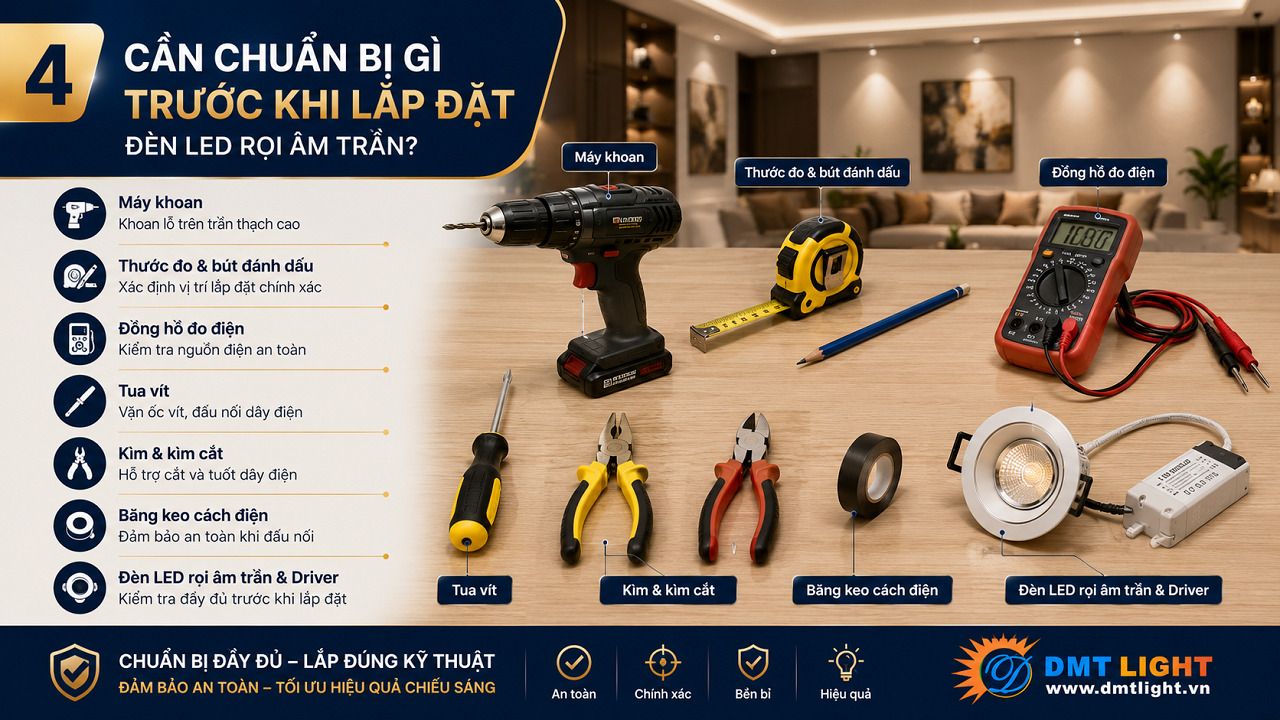 Kiểm tra toàn bộ hệ thống điện trước khi lắp đặt đèn