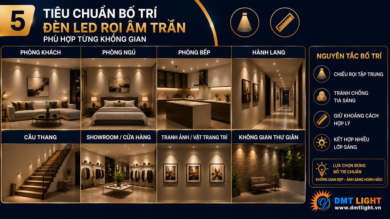 Với phòng khách nên bố trí đèn tập trung ở khu vực sofa hoặc kệ tivi