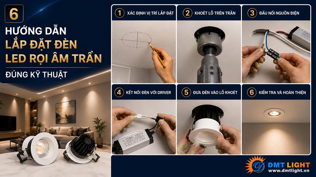 Thực hiện theo hướng dẫn lắp đặt đèn spotlight âm trần nhằm đảm bảo hiệu quả chiếu sáng
