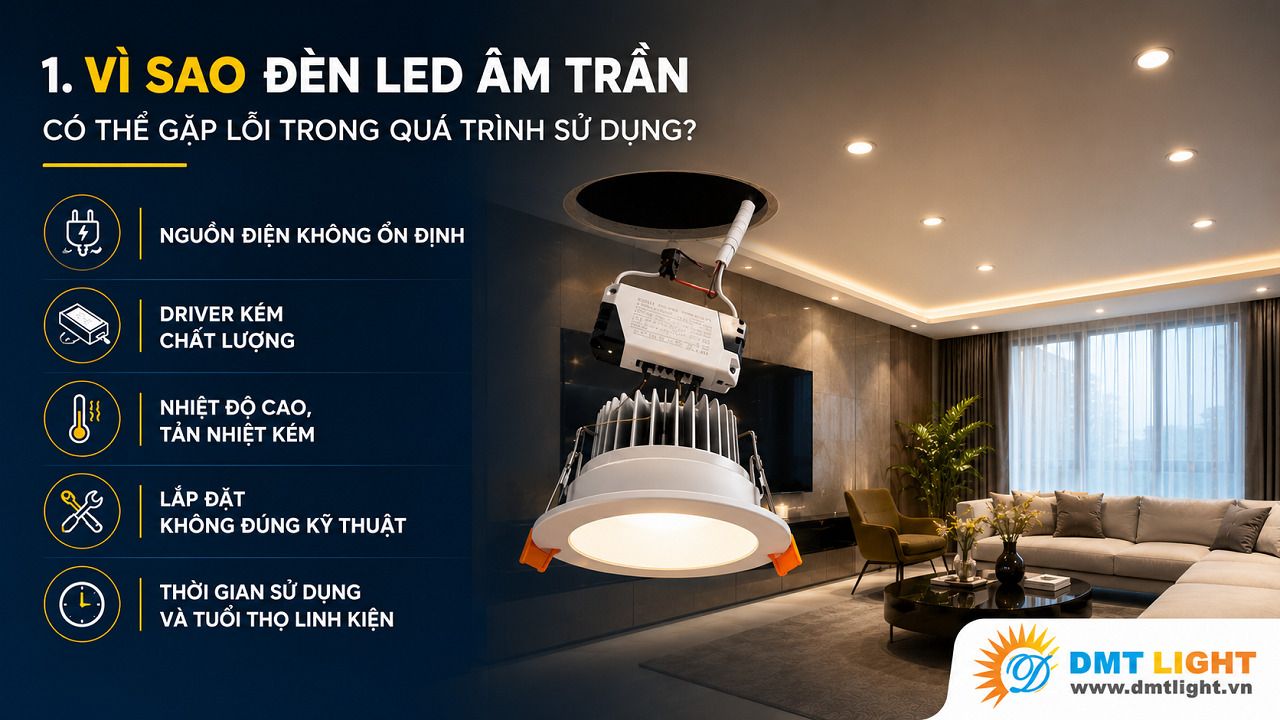 Chất lượng linh kiện kém là nguyên nhân khiến đèn LED âm trần dễ xảy ra lỗi