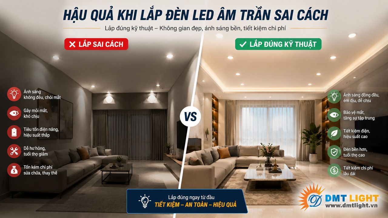 Lắp đặt đèn LED sai kỹ thuật khiến đèn nhanh hỏng